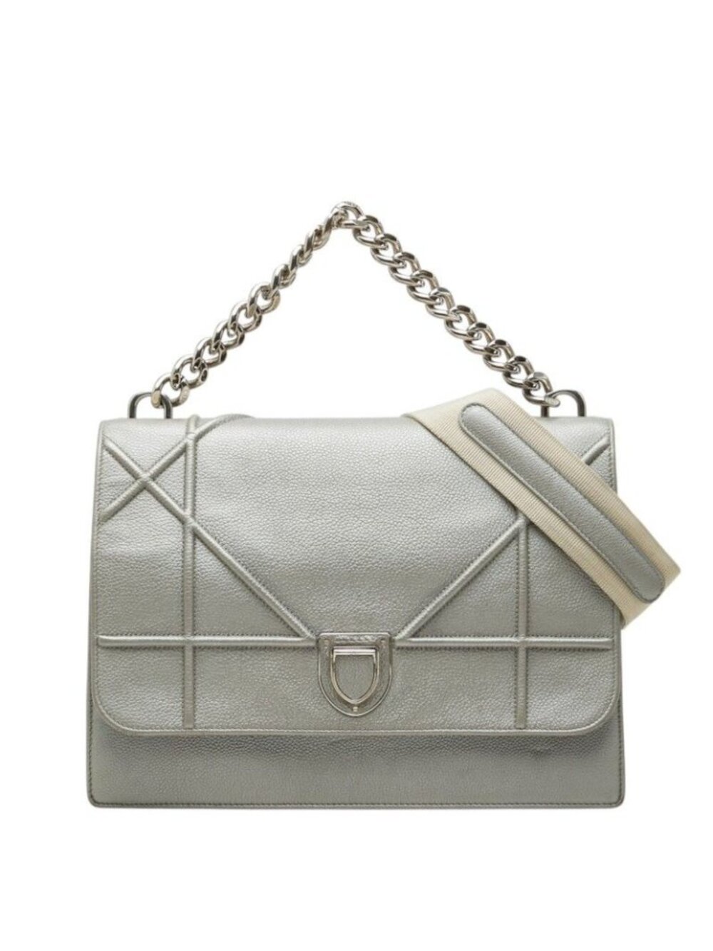 Diorama Flap 2-Way Shoulder Bag Gray Leather